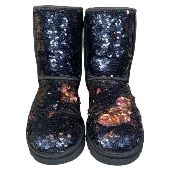 UGG Women’s Classic Short Black Cosmos Sequin Winter Boot Size US 6 - Picture 7 of 10